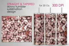 Gothic Skull and Flowers design | Skinny tumbler Sublimation Product Image 1