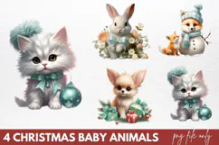 Christmas Baby Animals Clipart PNG Product Image 1