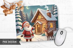 Santa and Reindeer at the Cabin Mouse Pad PNG Design Product Image 1