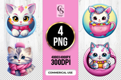 Cute Cat in Cup Clipart Sublimation PNG Product Image 1