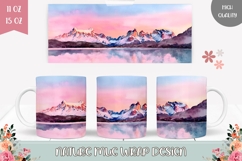Sunset Mountains Mug Design, Nature Mug Wrap Design Product Image 1