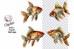 Fish, Clipart, Ephemera, PNG, Junk journal, Watercolor Product Image 1