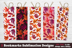 Autumn Leaves Printable Bookmark, Fall Foliage Sublimation Product Image 1