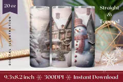 Christmas Tumbler Wrap Design, Christmas Snowman Tumbler PNG Product Image 1