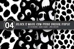 Black &amp; White Cow Print Digital Paper Product Image 1