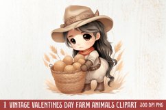 Vintage Valentines Farm Animals Clipart, Valentines Couple Product Image 1