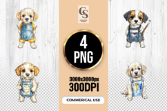 Watercolor Artist Puppy Dog Clipart Sublimation PNG Product Image 1