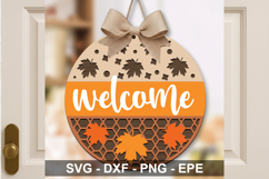 Welcome Autumn Round Sign SVG | Fall Door Hanger Product Image 2