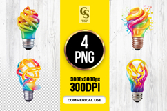 Colorful Light Bulb Idea Clipart Sublimation PNG Product Image 1