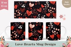Floral Mug Wrap Design, Love Hearts Mug Sublimation Product Image 1