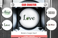 Modern Jungle Heart Car Coaster Product Image 1