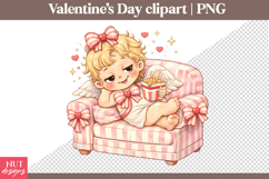Valentines day clipart Cupid on Couch Clipart Funny design Product Image 1