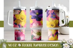 Narcissus Tumbler Design, Pink 40 Oz Tumbler Template Product Image 1