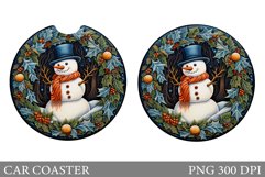 Christmas Snowman Car Coaster. Winter Car Coaster Product Image 1