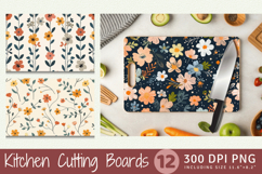 Cute Tiny Boho Flowers Cutting Boards sublimation Design Product Image 1