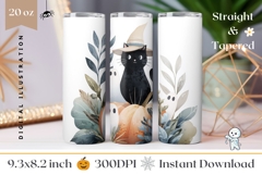 Cartoon Halloween Cat Tumbler Wrap, Halloween Ghost Tumbler Product Image 1