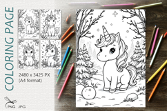 Christmas unicorn|Coloring page Product Image 1