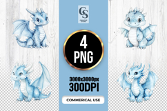 Cute Ice Dragon Clipart Sublimation PNG Product Image 1