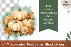 Watercolor Pumpkins PNG, Watercolor Pumpkins Sublimation PNG Product Image 1