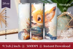 Christmas Tumbler Wrap PNG, Christmas Fox Sublimation Design Product Image 1