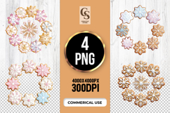 Snowflake Cookie Wreath Clipart Sublimation PNG Product Image 1