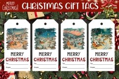 Christmas Village Gift Tag, Watercolor Winter Product Tags Product Image 1
