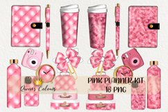 Pink Planner Clipart, Pink Stationery Clipart Product Image 1