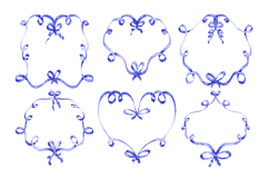Vintage Ribbon Blue Frame with Bows Doodle ribbon frames Product Image 1