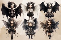 Gothic Little Girl Sublimation Clipart Bundle, Gothic Little Product Image 2
