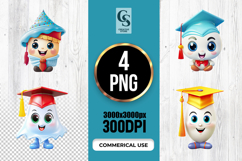 Cute Graduation Mascot Characters Clipart Sublimation PNG Product Image 1