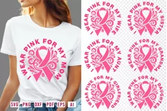 Pink Breast Cancer Ribbon SVG Design, Breast Cancer Family Product Image 1