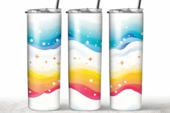 20oz Skinny Tumbler Sublimation, Christmas Rainbow Design Product Image 1