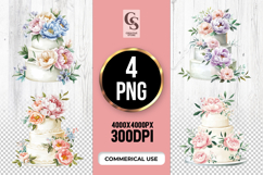 Peony Wedding Cake Clipart Sublimation PNG Product Image 1