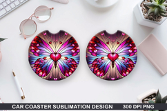 Butterfly Car coaster sublimation, Valentines Coaster PNG Product Image 1