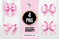 Pink Snowflake Bow Clipart Sublimation PNG Product Image 1