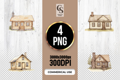 Rustic Wooden Cabin House Clipart PNG Product Image 1