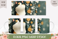 Funny Cat Mug Wrap, Floral Mug Template, Cat Coffee Mug Product Image 1