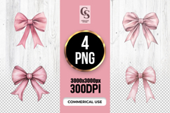 Pink Watercolor Ribbon Bow Clipart Sublimation PNG Product Image 1