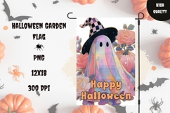 Holographic Halloween Ghost Garden Flag, Welcome Garden Flag Product Image 1