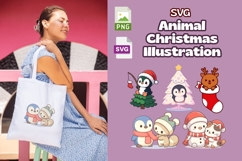 Cute Animal Christmas SVG Bundle Kawaii Winter Animals Clipa Product Image 1