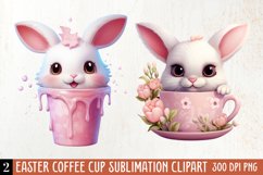 Easter Coffee Cup Sublimation Clipart, Watercolor Clipart Product Image 1