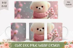 Poodle Mug Design, Poodle Dog Mug PNG, Floral Mug Wrap Product Image 1