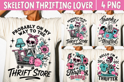 Thrifting Skeleton PNG, Funny Thrift Store Lover Retro Product Image 1