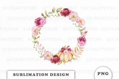 Watercolor Floral Pumpkin frame png Product Image 1
