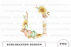 Watercolor Autumn Pumpkins frame png Product Image 1