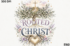 Rooted in Christ Christian Floral Tree Sublimation SVG Product Image 2