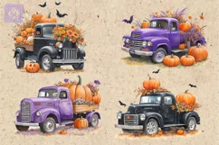 Watercolor Halloween Truck PNG sublimation Product Image 2
