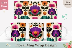Floral Mug Wrap Design, Art Flowers Mug Design, Floral Print Product Image 1