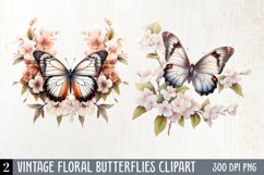 Vintage Floral Butterflies Clipart, butterflies Clipart Product Image 1