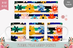 Pop Art Flowers Mug Wrap Design, Floral Mug Sublimation Product Image 1